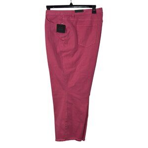 John Mark Women's Jeans Pants 22W Stretch Frayed Raw Fringe Ankle Fuchsia (11)